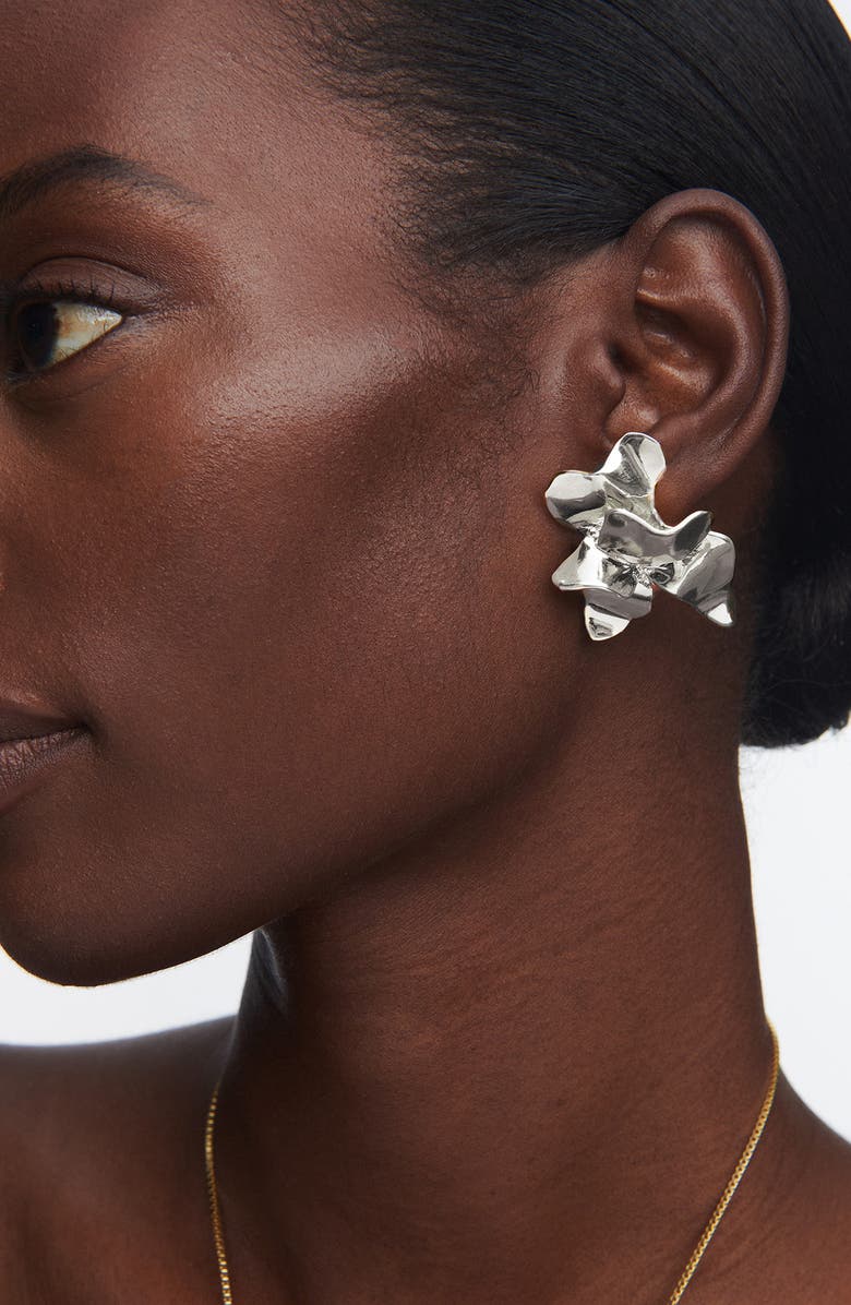 Sterling King Lotus Stud Earrings, Alternate, color,