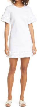 Cinq à Sept Easton Tie Waist Denim Shift Dress