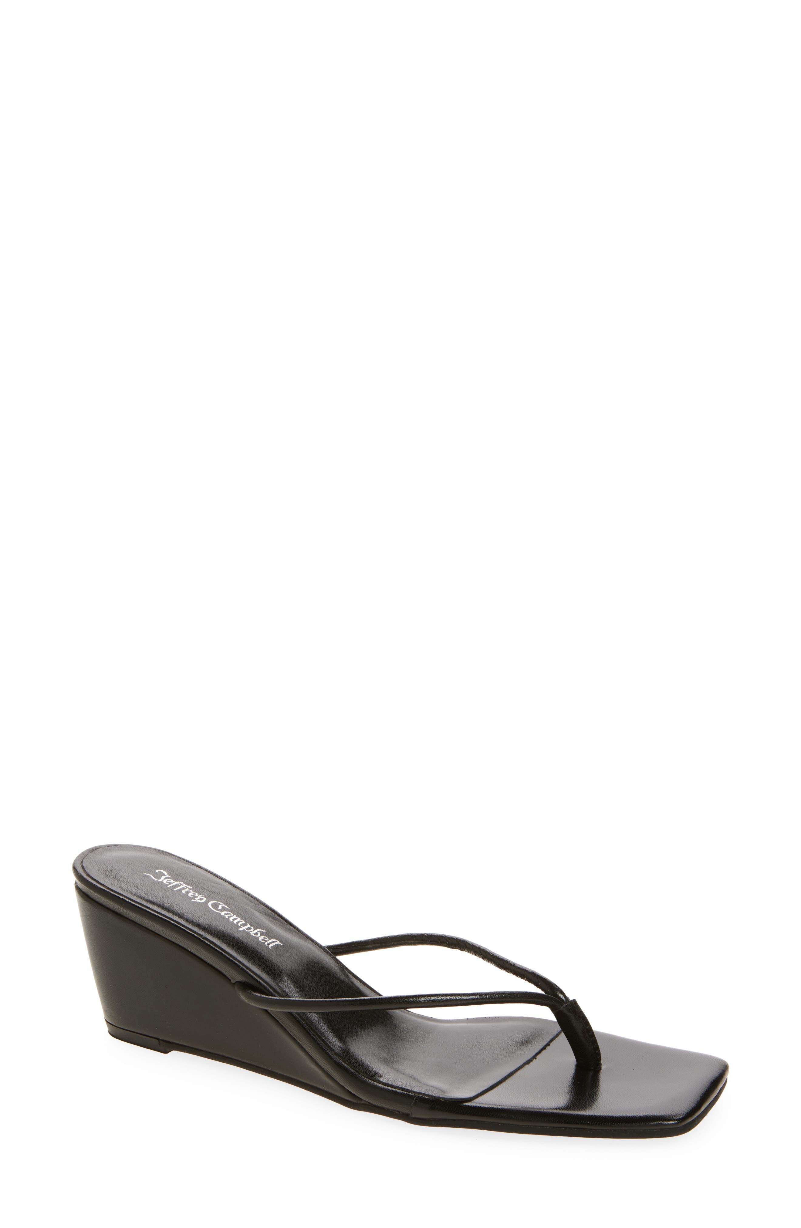 Jeffrey Campbell Simplicity Wedge Flip Flop, Main, color, Black