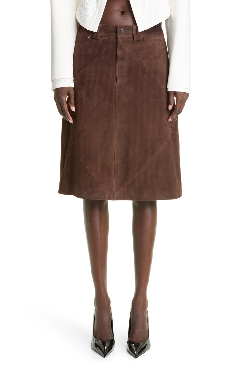 Maximilian Davis Telford Suede A-Line Skirt, Main, color, 