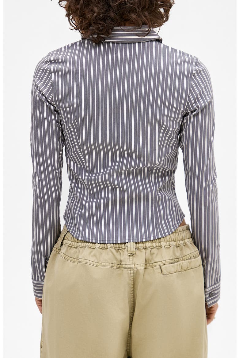 Hailey Stripe Zip-Up Shirt, Alternate, color, GREY