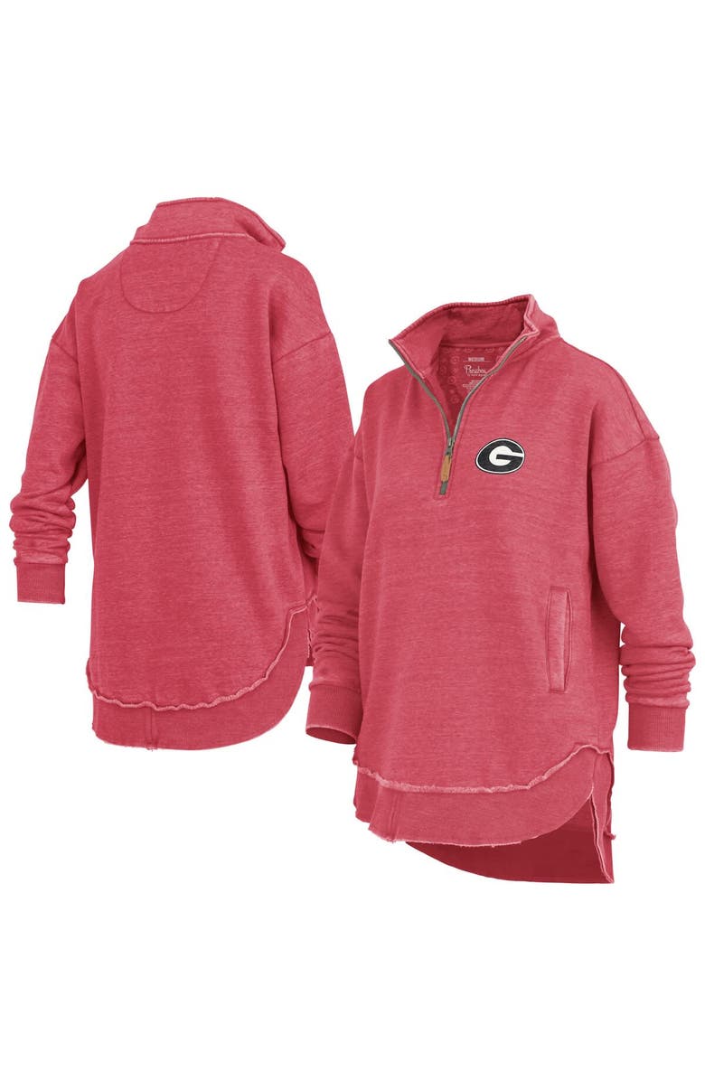 PRESSBOX Women's Pressbox Red Georgia Bulldogs Northfork Sojourn Poncho Quarter-Zip Sweatshirt, Main, color,