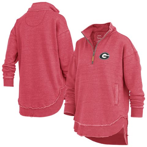 Women's Pressbox Red Georgia Bulldogs Northfork Sojourn Poncho Quarter-Zip Sweatshirt