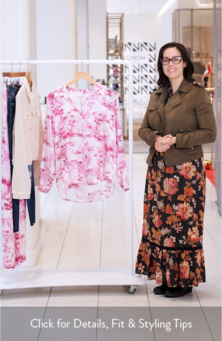 Tyler Peacock Print Silk Button-Up Shirt, sales video thumbnail