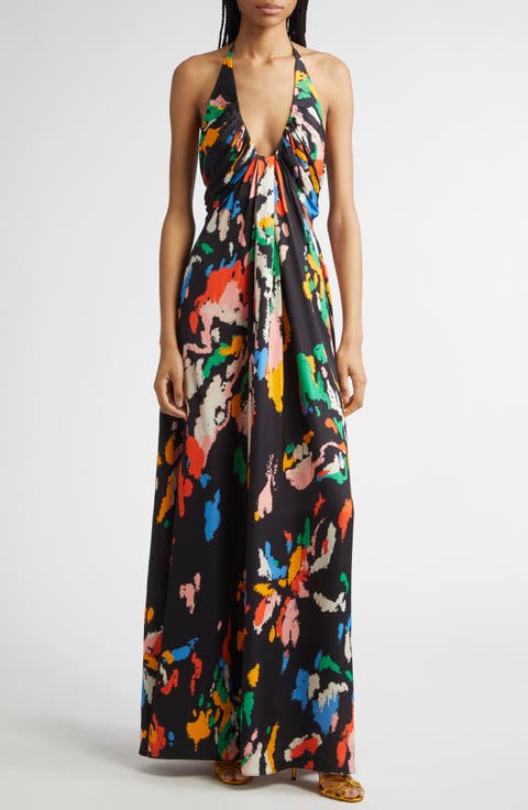 Al Print Halter Gown