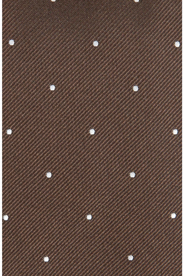 Brown Pin Dot Silk Tie, Alternate, color, EAR CHOCOLATE