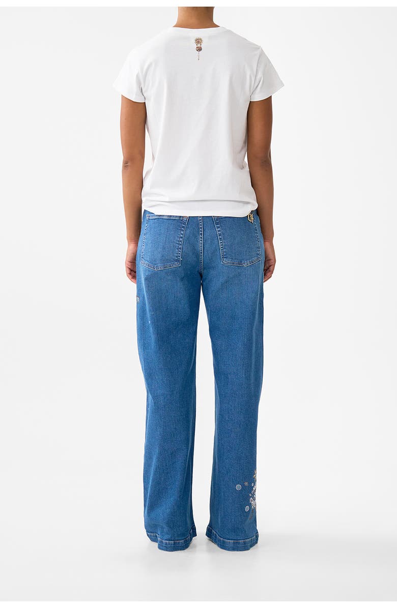 Camilla Slim Fit Round Neck T-Shirt - White/Gold, Alternate, color, Lady Lionheart