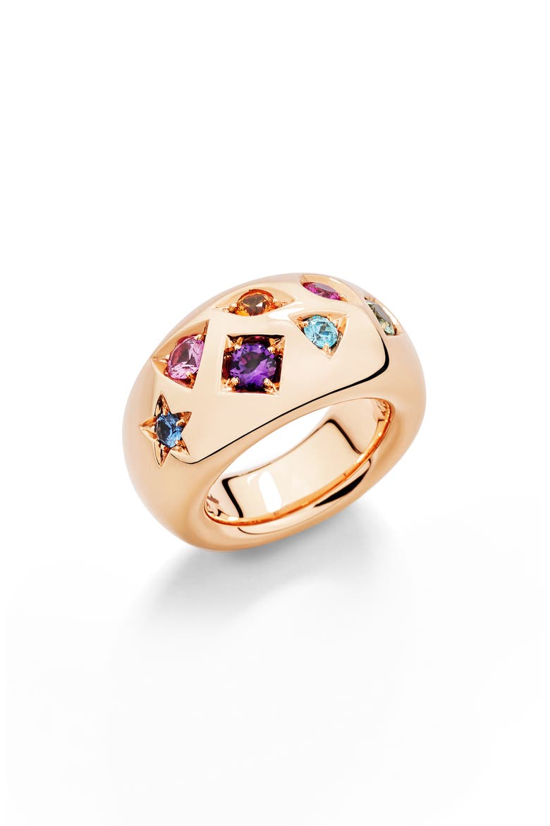 Iconica Geometric Gemstone Ring, Main, color, ROSE GOLD