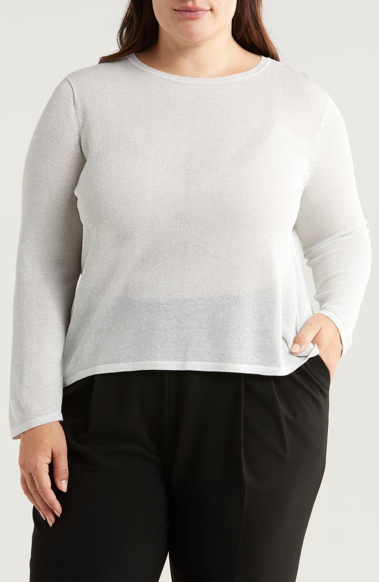 Vince Camuto Metallic Scoop Neck Sweater, Main, color, Ivory