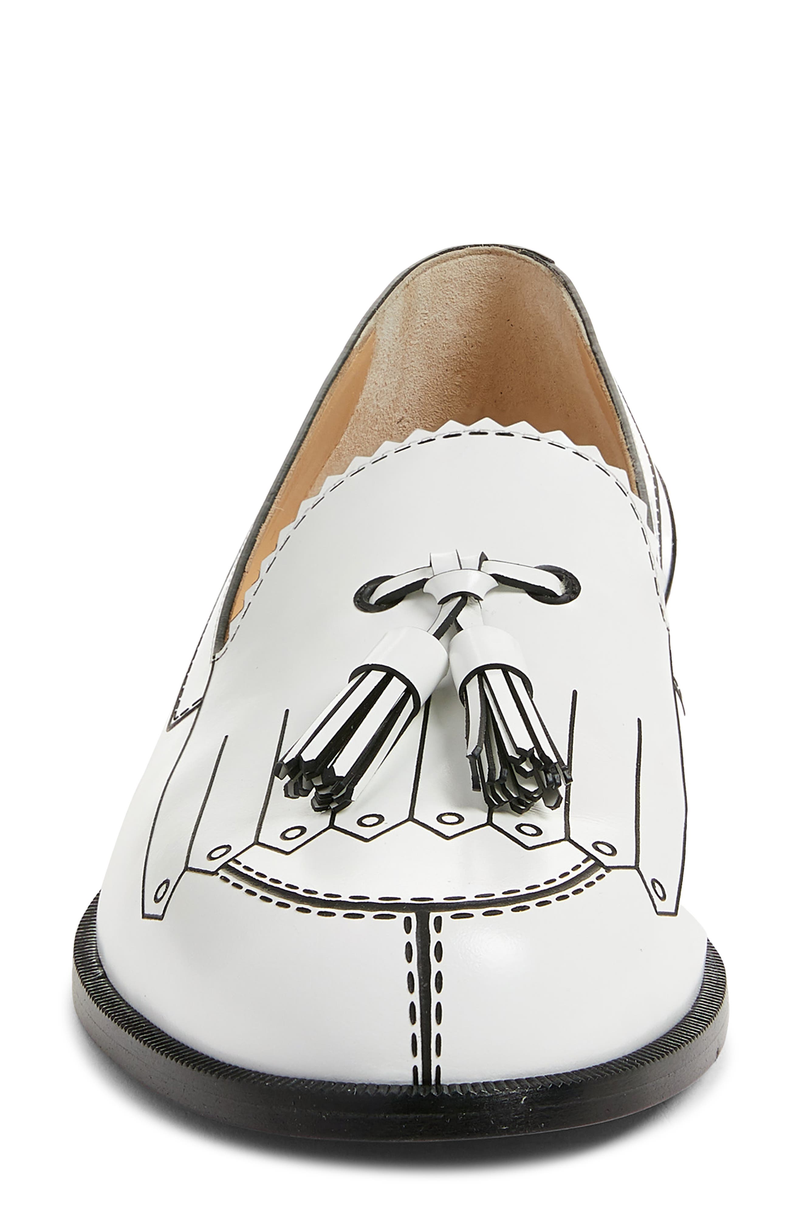 Trompinetta Trompe L'oeil Loafer, Alternate, color, WHITE/ BLACK