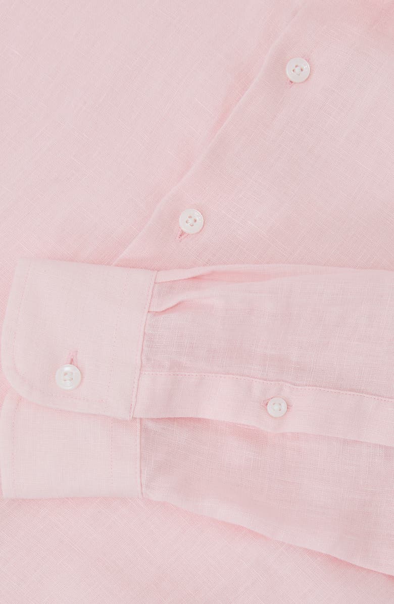 Reiss Ruban Regular Fit Solid Linen Button-Up Shirt, Alternate, color, Rose Pink