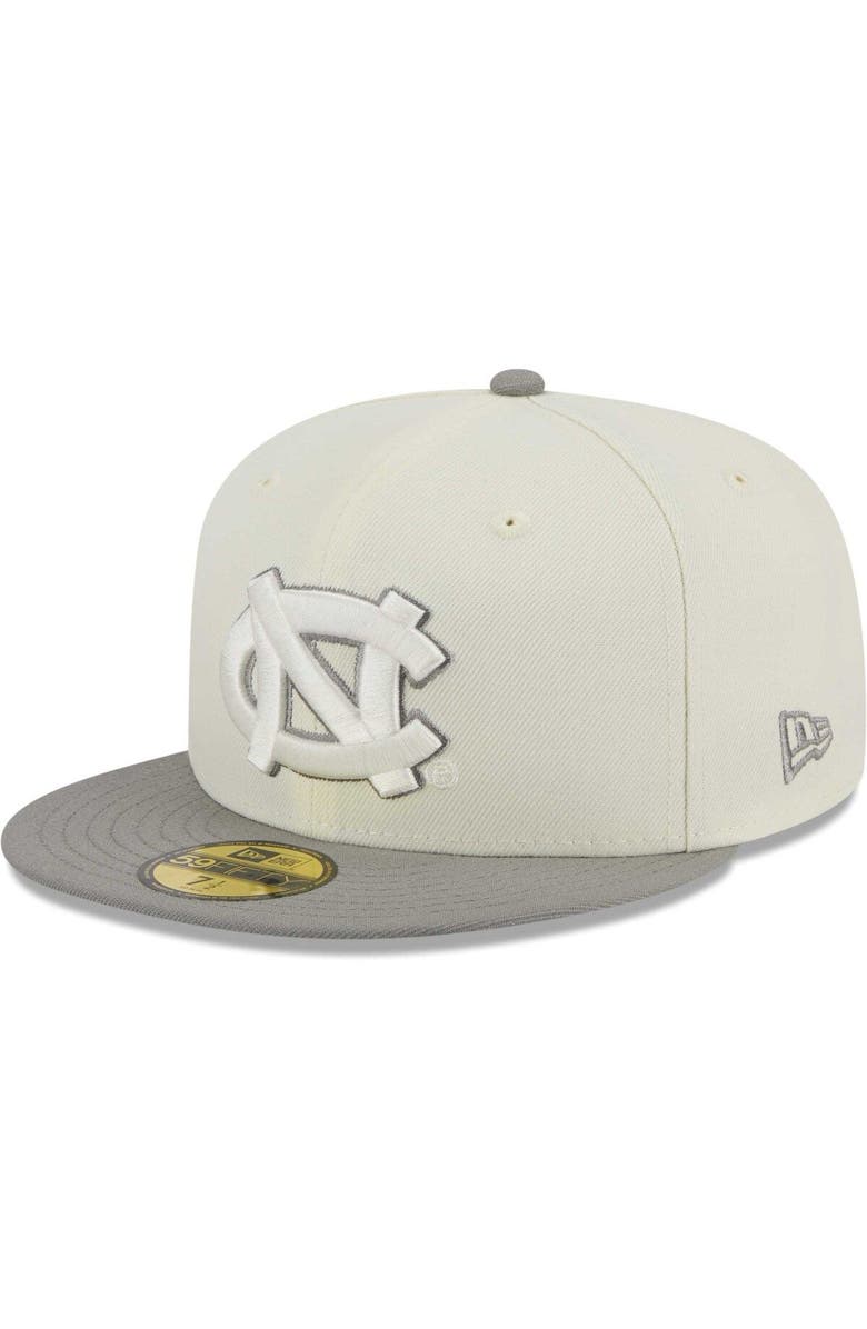 New Era Men's New Era Stone/Gray North Carolina Tar Heels Chrome & Concrete 59FIFTY Fitted Hat, Alternate, color,