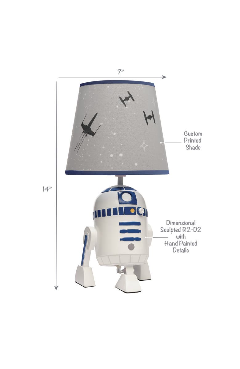 Lambs & Ivy Star Wars Classic Hand Painted R2-D2 Lamp with Shade & Bulb, Alternate, color, White