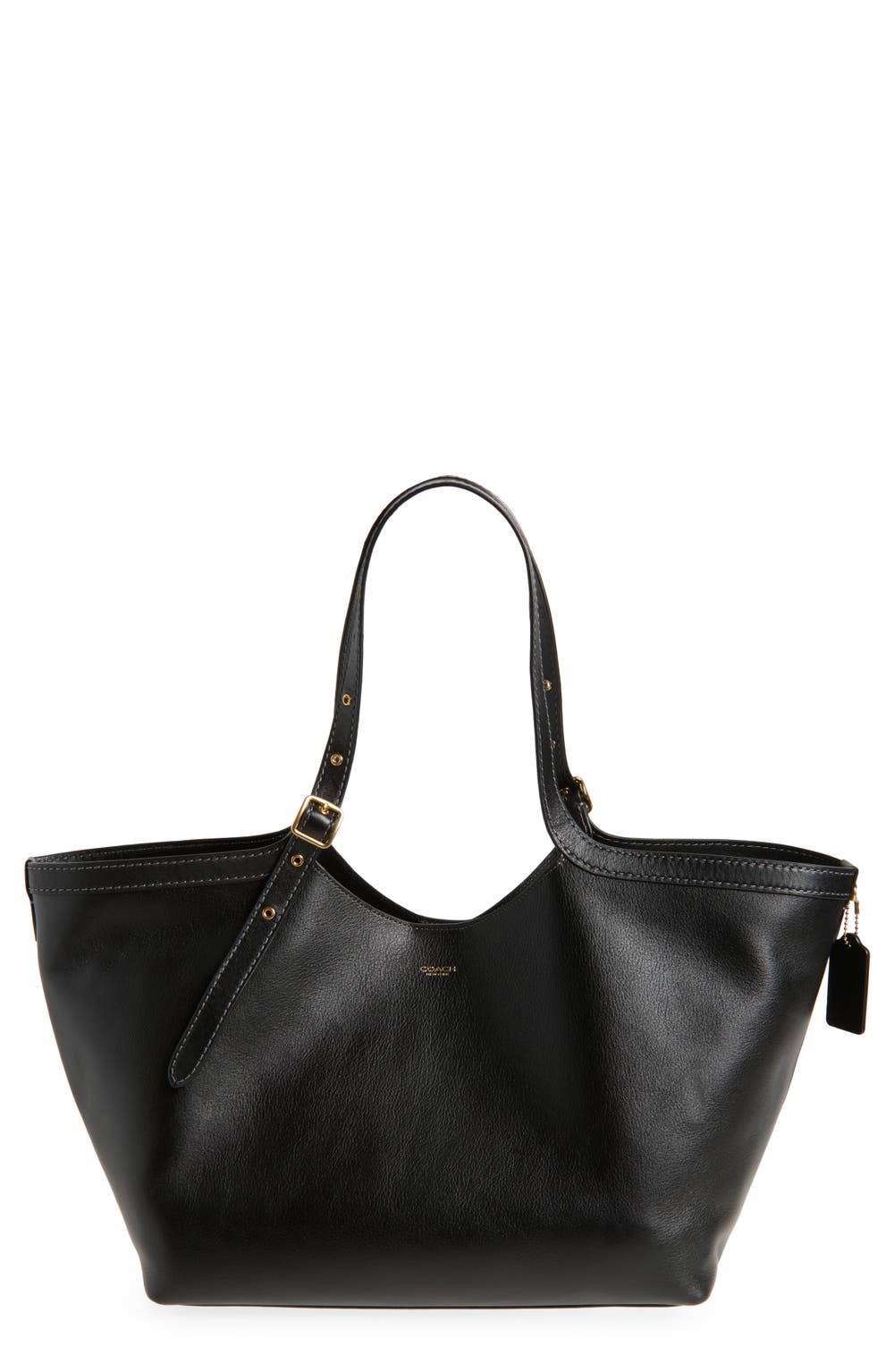 Gramercy Leather Tote, color, BLACK