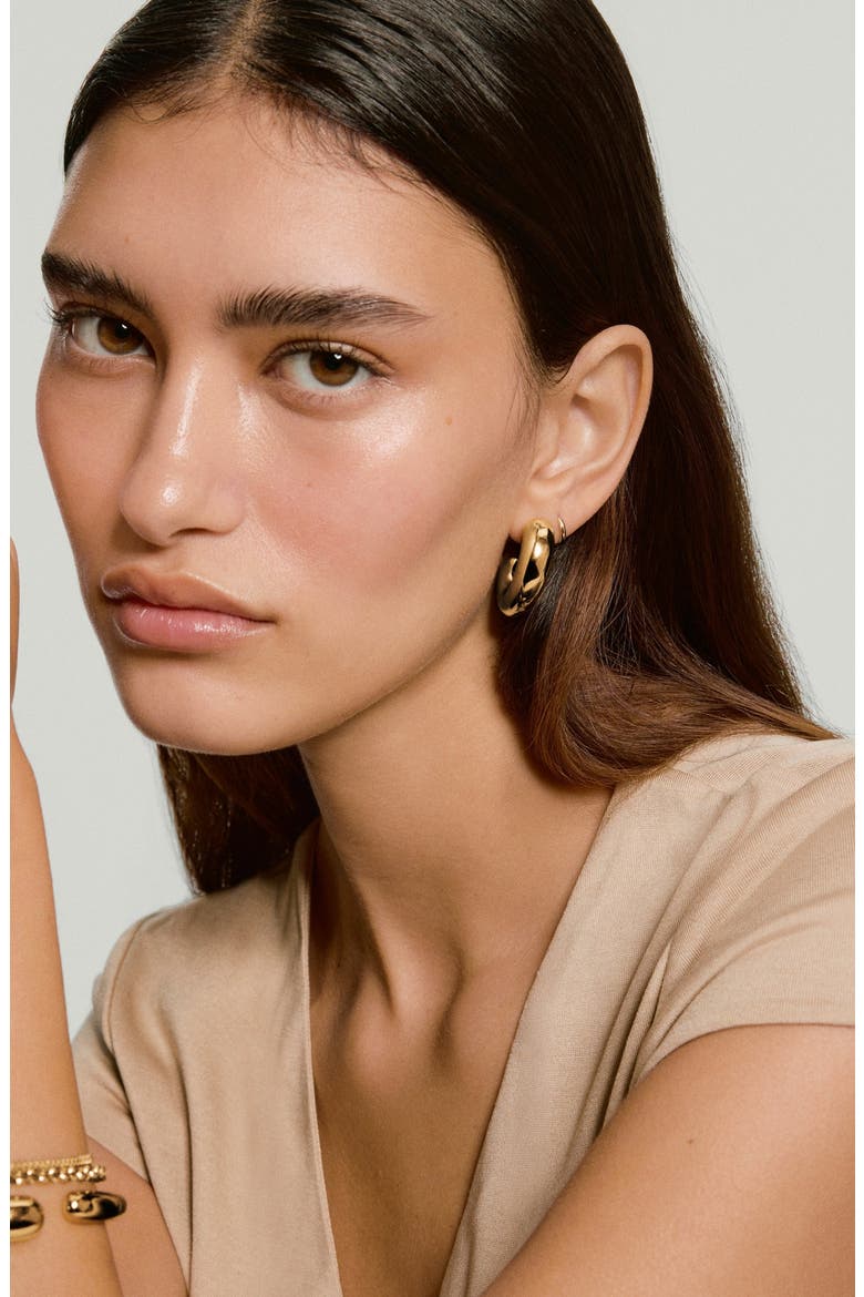 Billie Hoops, Alternate, color, Gold Finished Steel