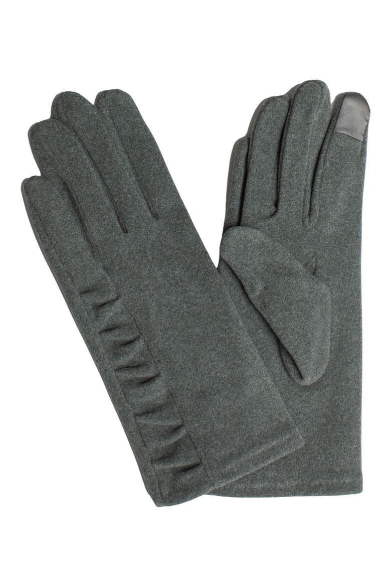 Ruched Jersey Touchscreen Gloves, Main, color, GREY