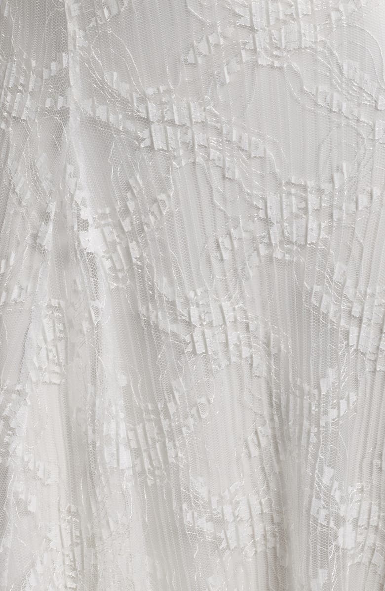 Black Halo Athena Crimped Lace One-Shoulder Midi Dress, Alternate, color, Chantilly White