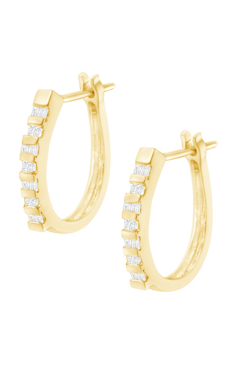 Haus of Brilliance 10K Yellow Gold Diamond Oblong Hinged Leverback Hoop Earrings, Alternate, color, Yellow