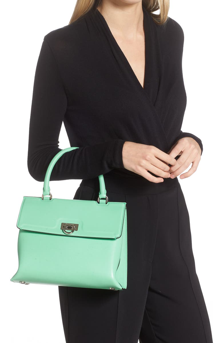 FERRAGAMO Salvatore Ferragamo Trifolio Leather Top Handle Bag, Alternate, color,