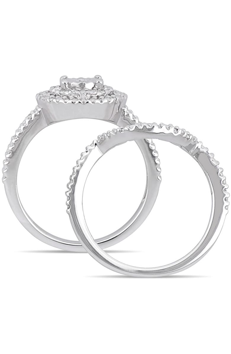 Julianna B. Diamond Halo Split Shank Bridal Ring Set, Alternate, color, Sterling Silver