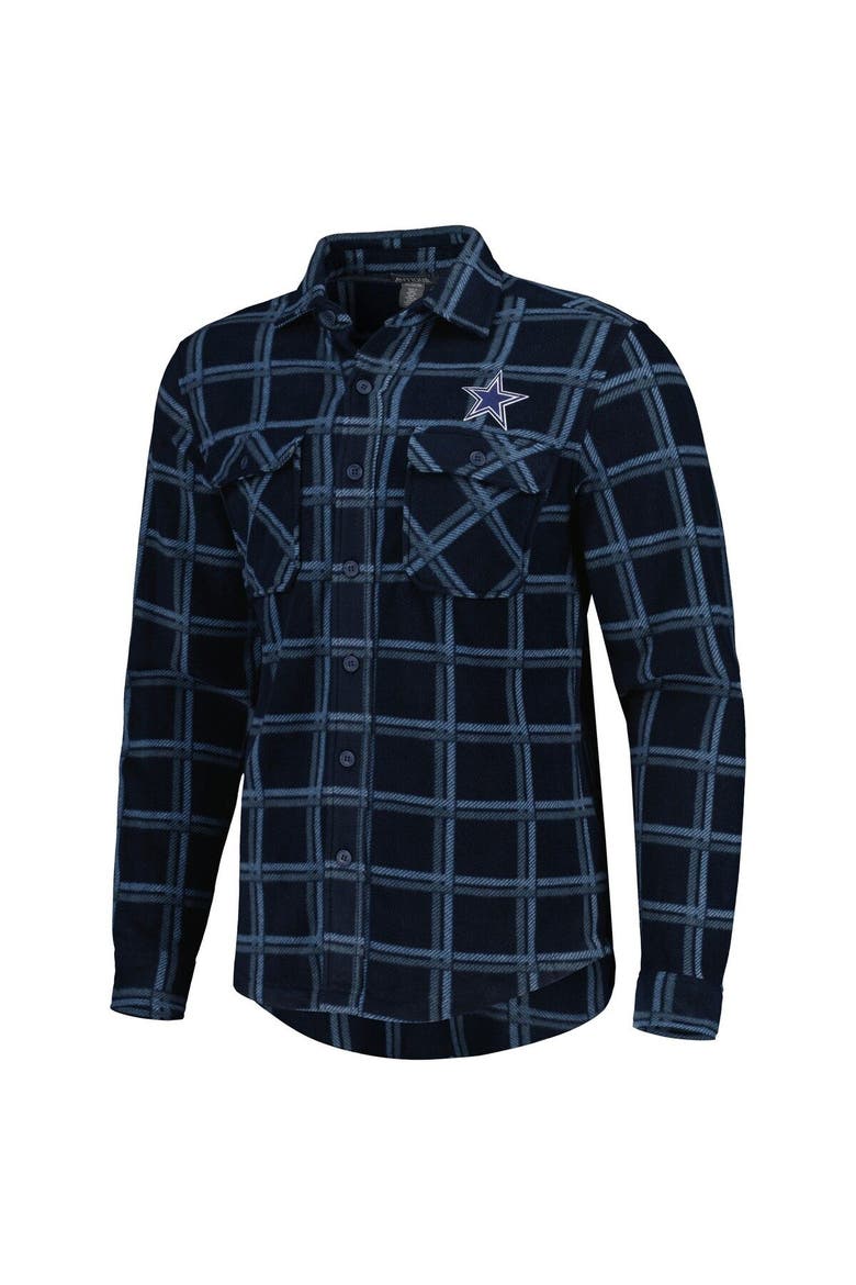 Men's Antigua Navy Dallas Cowboys Industry Flannel Button-Up Long Sleeve Shirt, Alternate, color, Navy