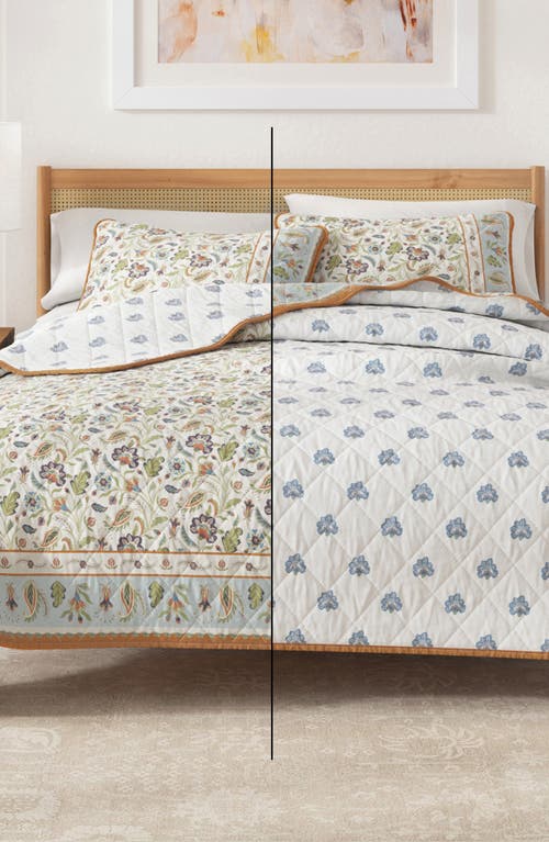Woven & Weft Boho Floral Print Quilt & Shams Set In Regal Garden - Ivory