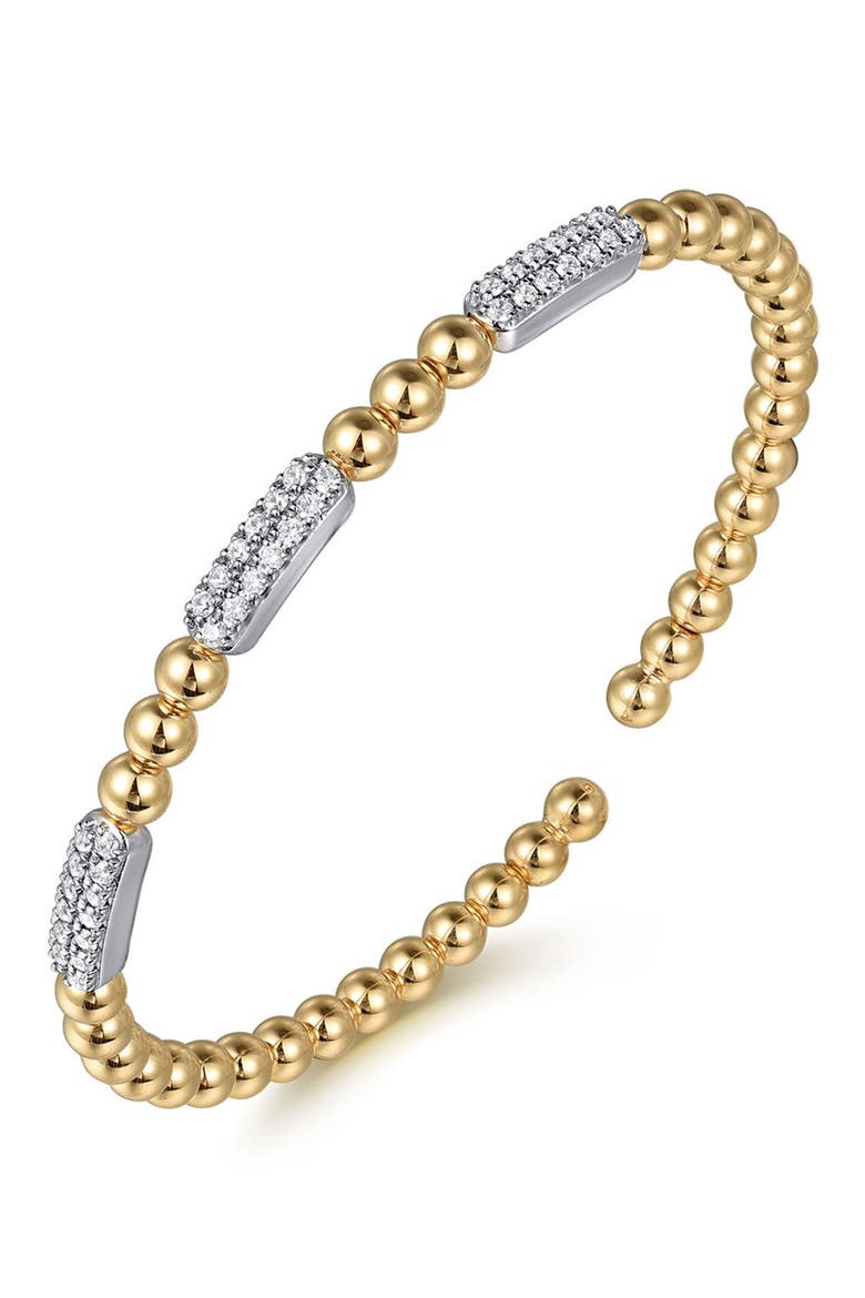 Bujukan Diamond Bar Beaded Cuff Bracelet, Alternate, color, TWO TONE
