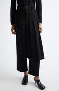 Sacai Pleated Overlay Wool Flannel Wide Leg Pants