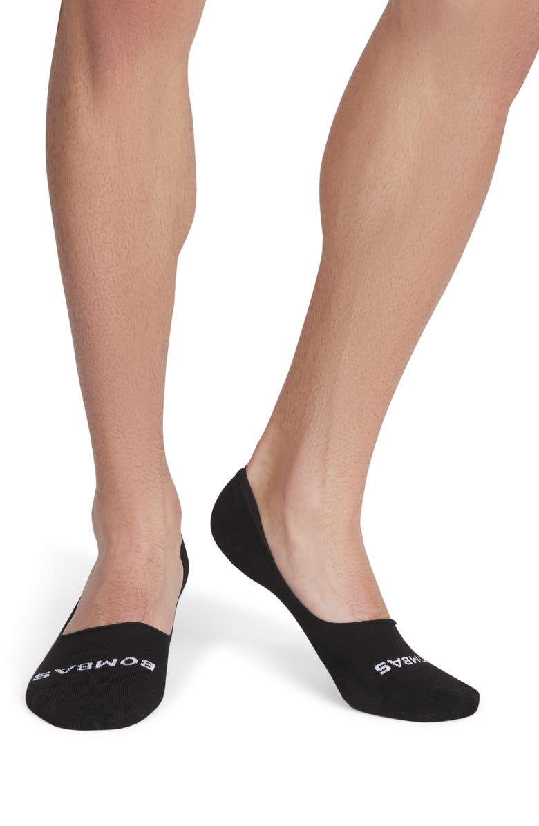 Bombas Solid Cushioned No-Show Socks, Main, color, Black