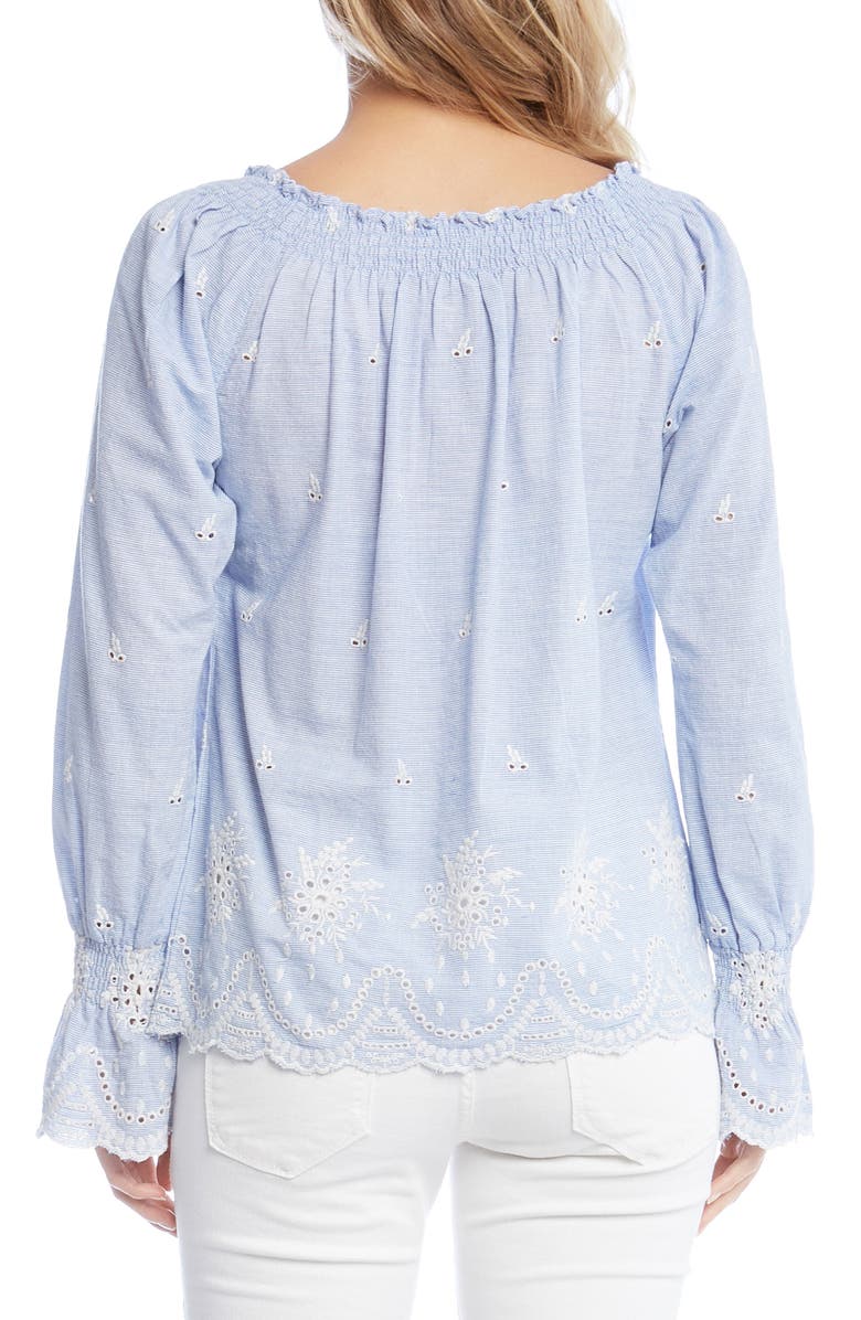 Karen Kane Bell Sleeve Embroidered Cotton Peasant Blouse, Alternate, color,
