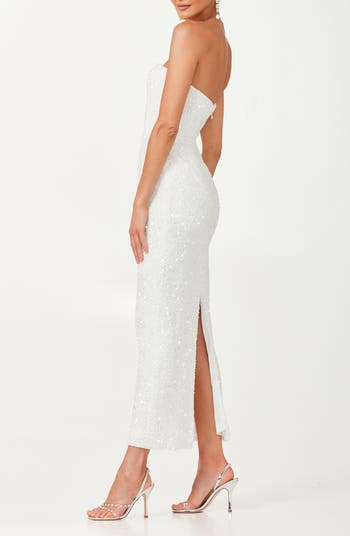 Leslie Sequin Strapless Gown