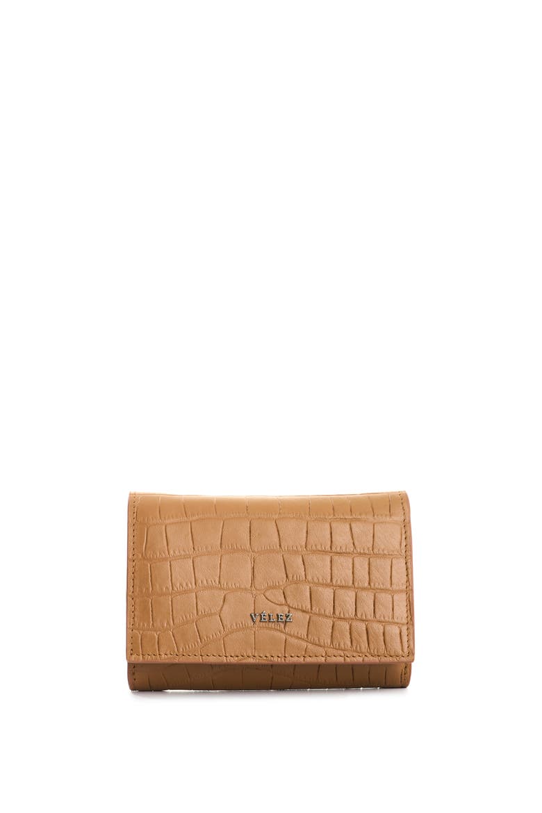 Embossed Leather Wallet, Main, color, Brown