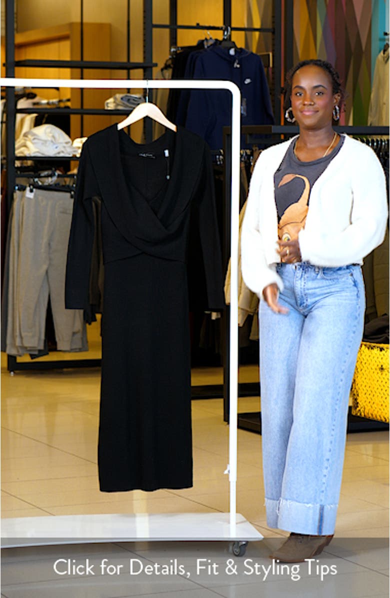 The Rowan Long Sleeve Merino Wool Midi Sweater Dress, sales video thumbnail