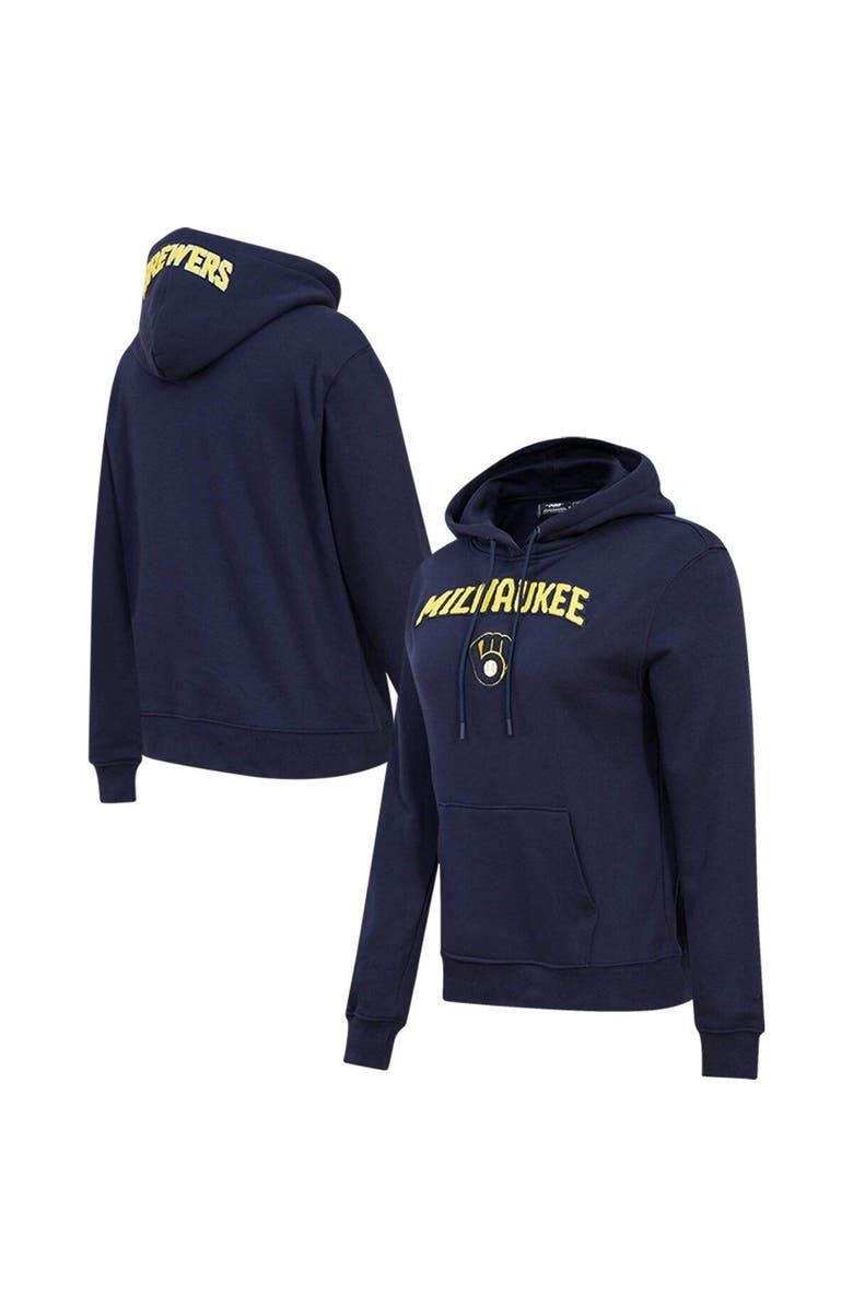 PRO STANDARD Women's Pro Standard Navy Milwaukee Brewers Classic Fleece Pullover Hoodie, Main, color, Navy