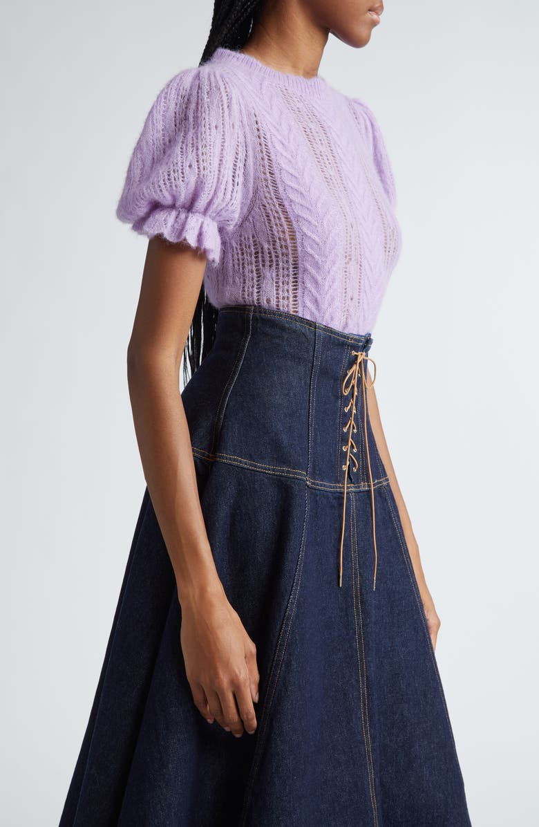 Ulla Johnson Mavis Mixed Stitch Alpaca Blend Sweater, Alternate, color, Lavender