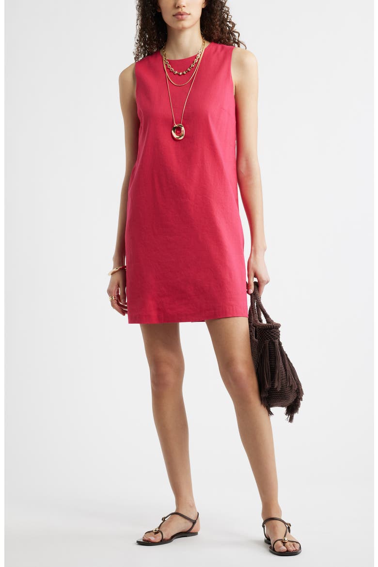 Sleeveless Linen Blend Minidress, Main, color, RED JAZZY