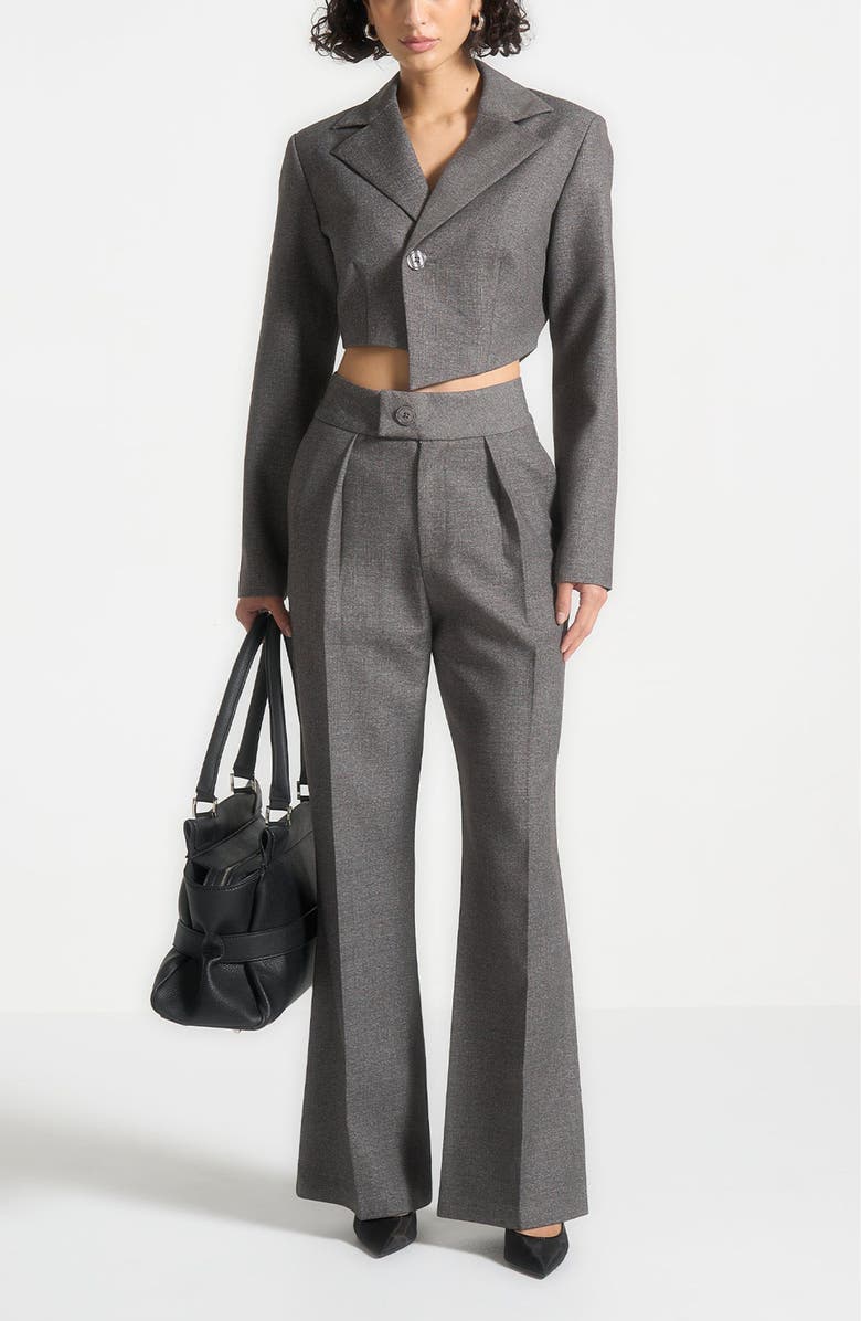 Manière De Voir Elsa High Waisted Tailored Trousers, Alternate, color, Grey Marl