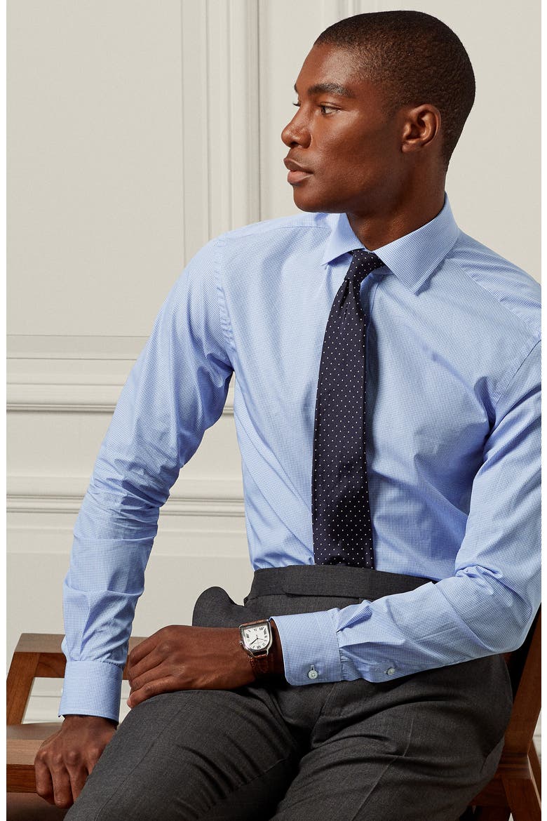 Aston Mini Gingham Cotton Poplin Button-Up Shirt, Alternate, color, SKY BLUE AND WHITE