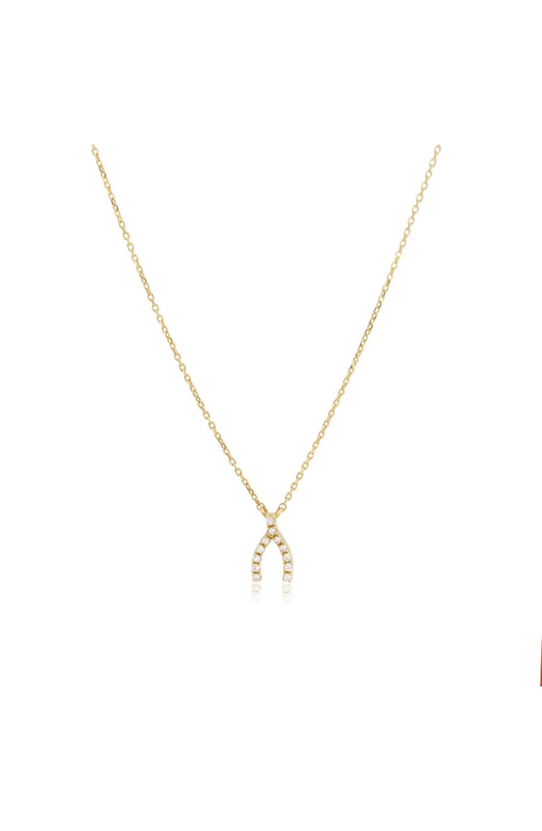 The Lovery Fine Jewelry Mini Diamond Wishbone Necklace, Main, color, Yellow Gold