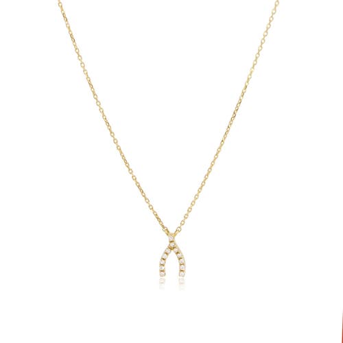 The Lovery Fine Jewelry Mini Diamond Wishbone Necklace In Gold