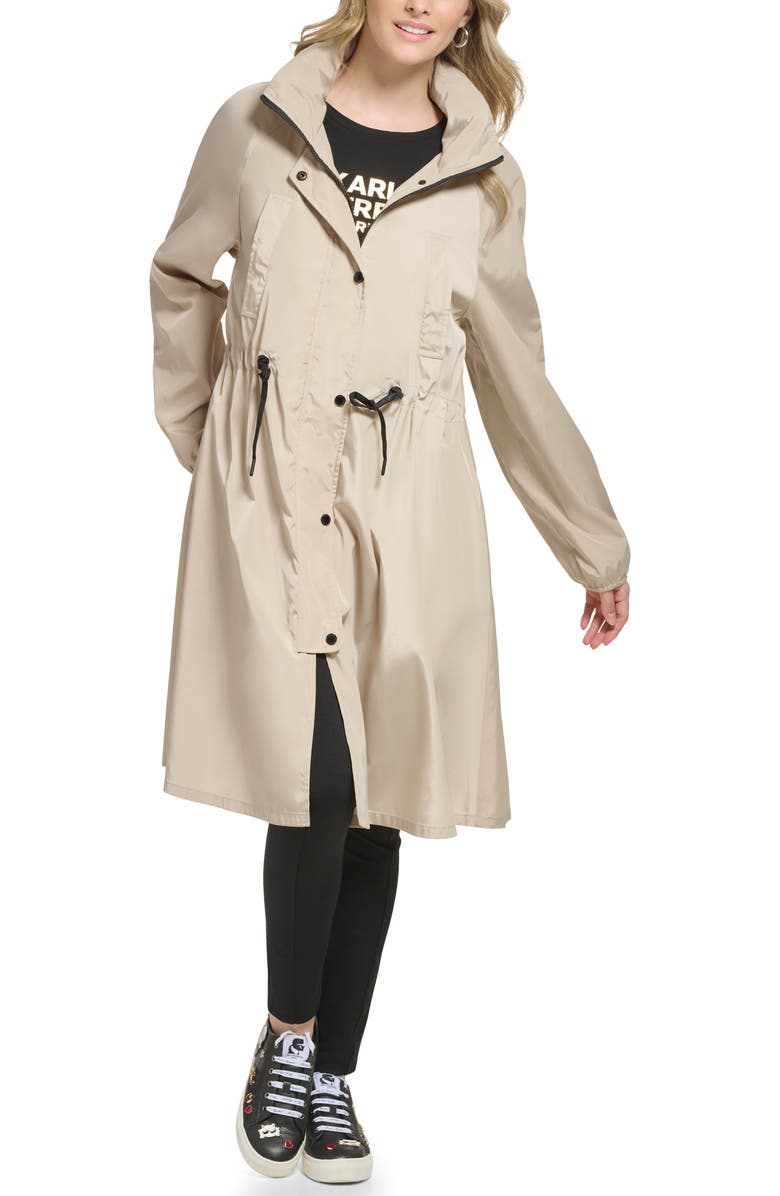 KARL LAGERFELD PARIS Skirted Hooded Coat, Alternate, color, 