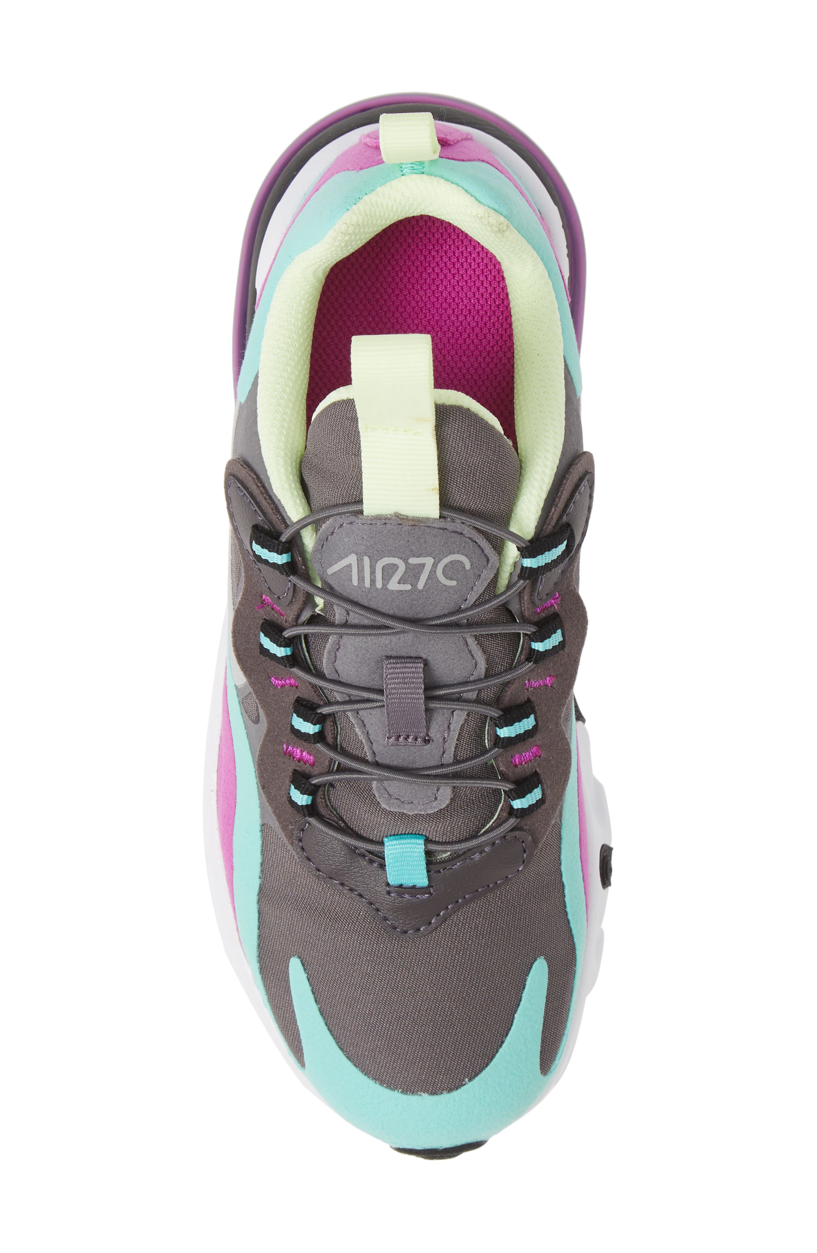 Air Max 270 React Sneaker, Alternate, color, GUNSMOKE/ SILVER/ GREEN