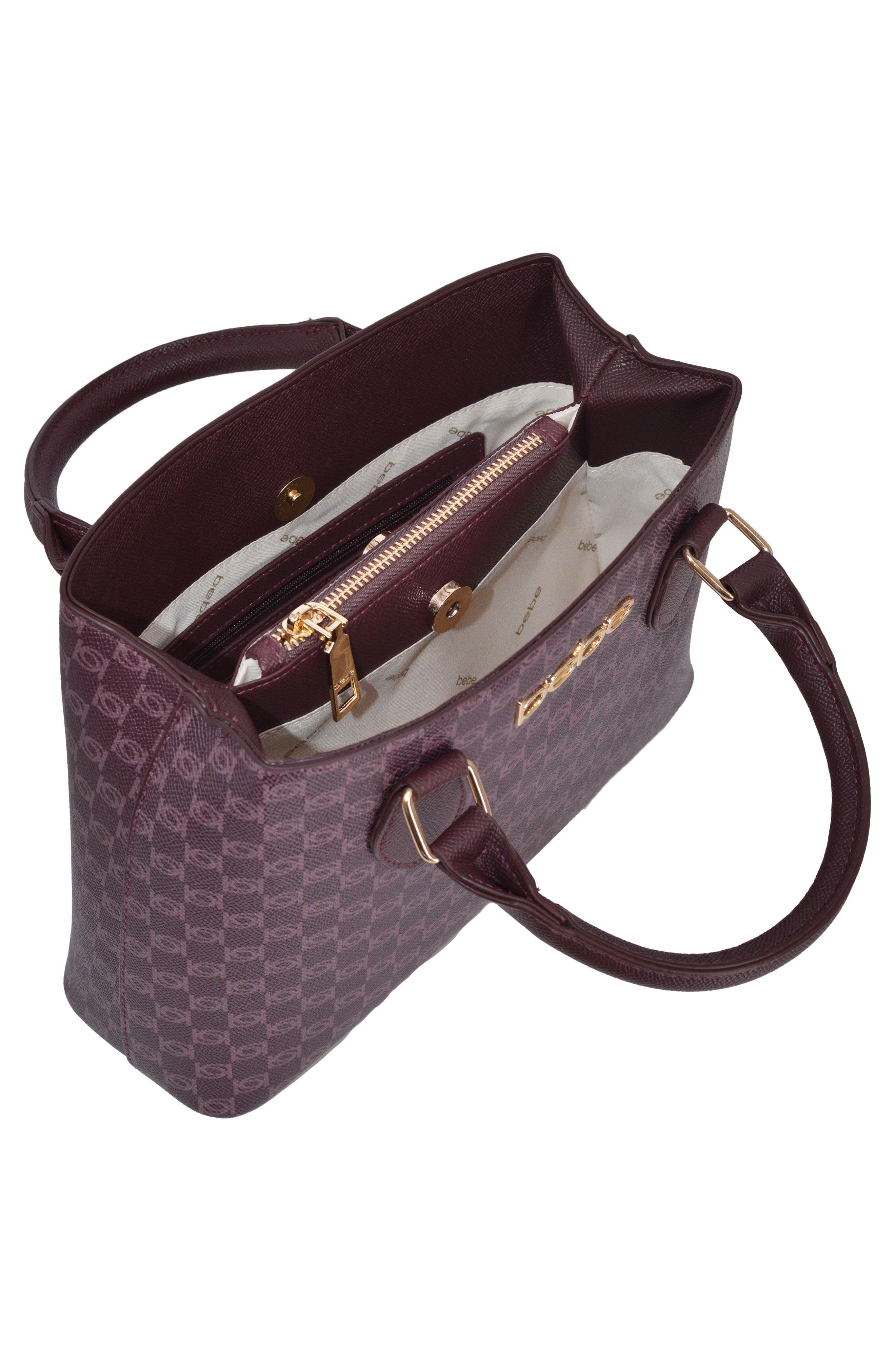 Adela Small Monogram Satchel with Wallet, Alternate, color, BURGUNDY