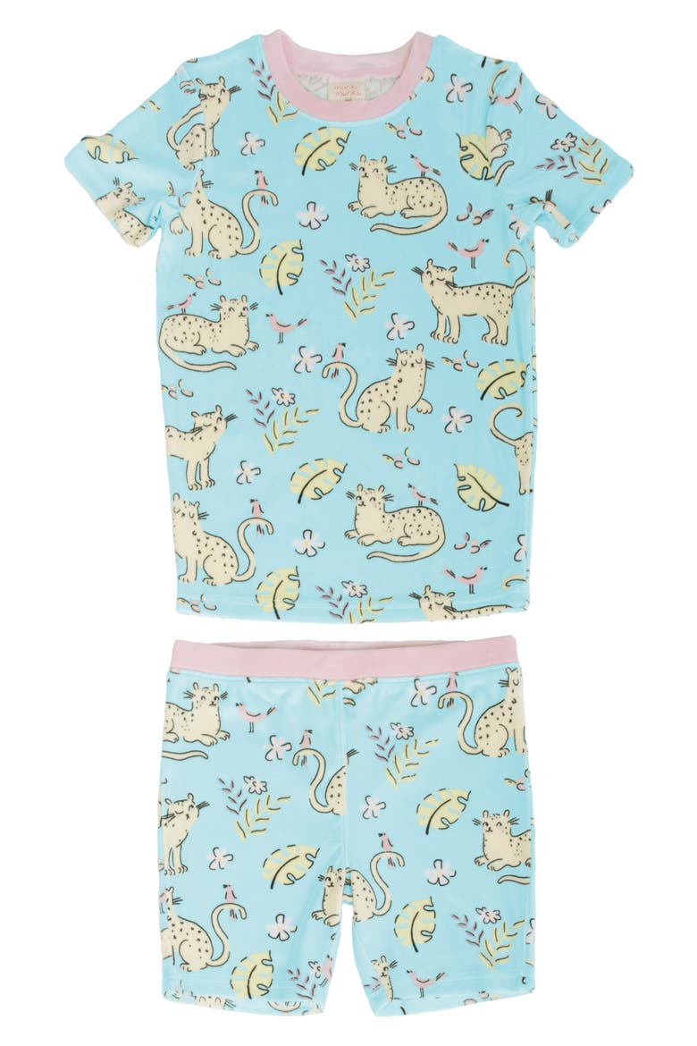 Kids' Jungle Kitties Fitted Two-Piece Short Pajamas, Main, color, LG