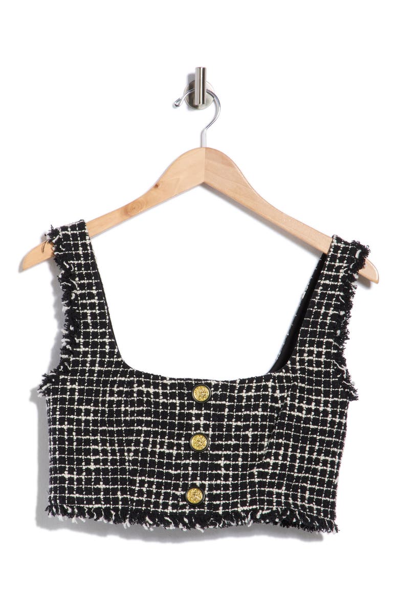 Maylin Tweed Bralette Crop Top, Alternate, color, BLACK/ ECRU
