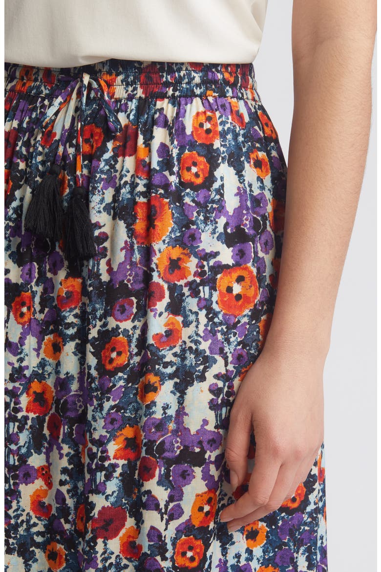 Silja Print Drawstring Waist Midi Skirt, Alternate, color, MEADOW VIOLET