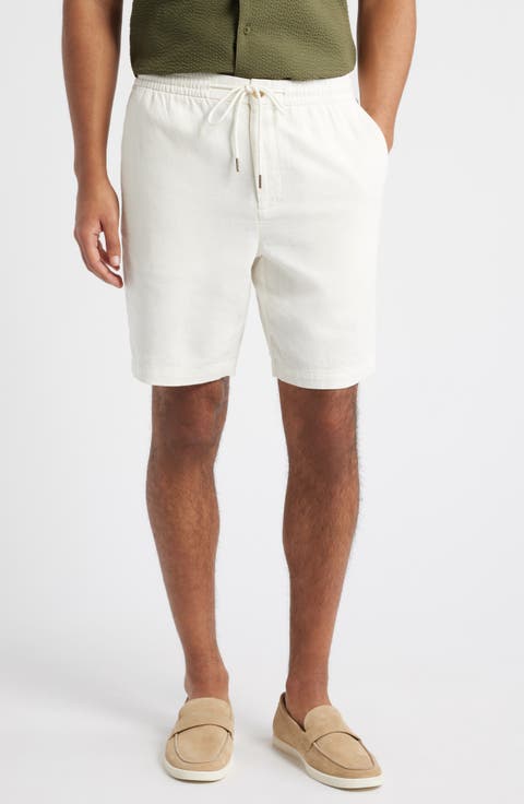 Archer Flat Front Cotton & Linen Shorts