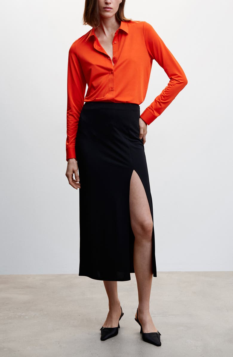 MANGO Flowy Button-Up Shirt, Alternate, color, 