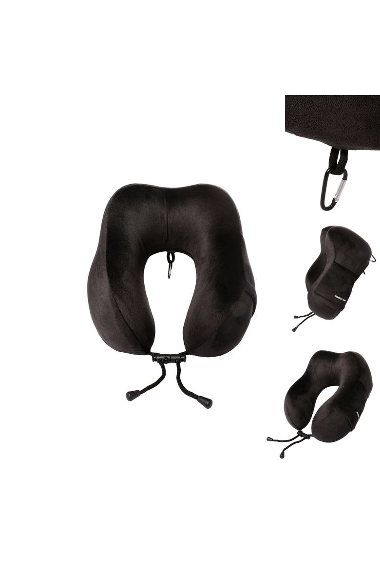 Memory Foam Travel Neck Pillow, Main, color, Black