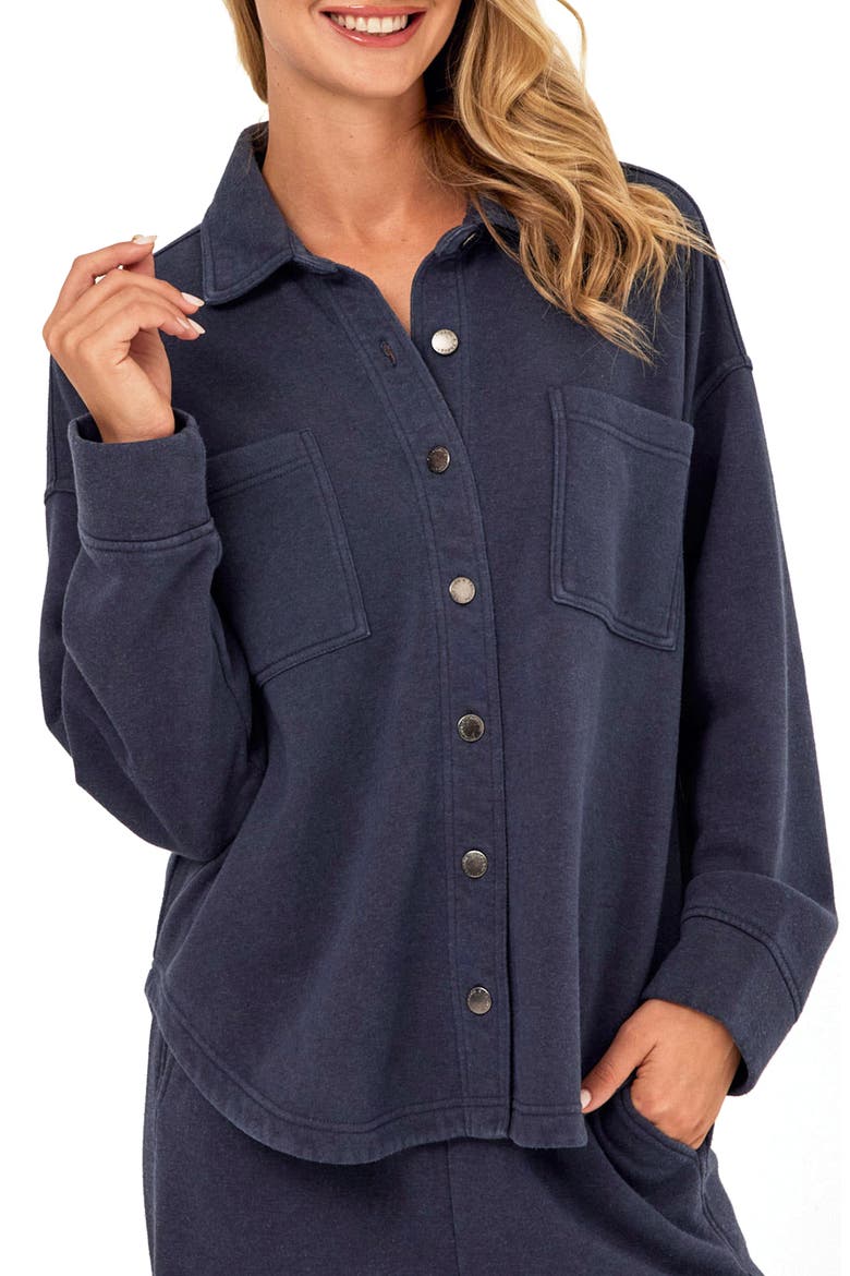 Blaire Mineral Wash Fleece Shirt Jacket, Main, color, STARGAZER
